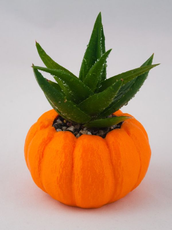 3D printed pumpkin planter, a festive and unique way to display your plants for Halloween