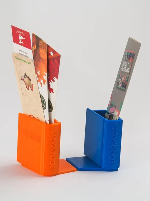Unique 3D printed book-shaped bookends with bookmark and pen holder