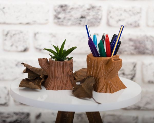 3D printed Old Tree Stump Succulent Planter