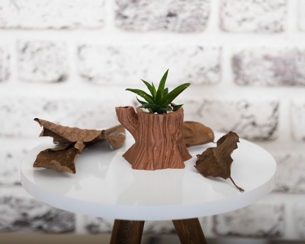 3D printed Old Tree Stump Succulent Planter