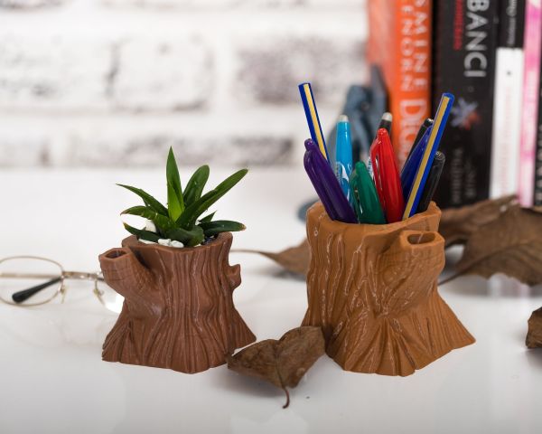 3D printed Old Tree Stump Succulent Planter