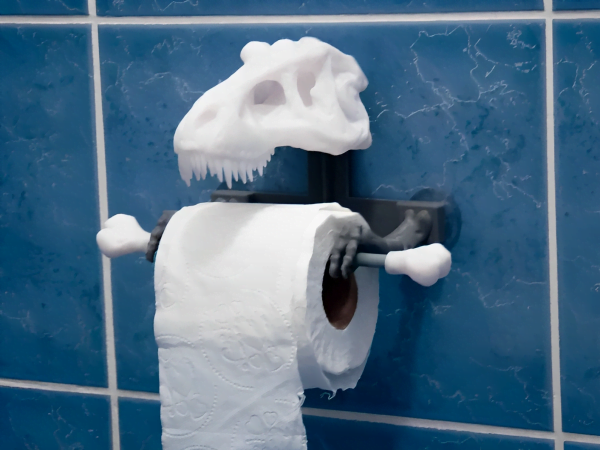 T-Rex Toilet Paper Holder, Dinosaur Bathroom Decor, Kids Bathroom Art, Funny TP Holder
