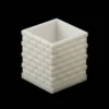 A square 3D printed cactus and succulent pot with a brick pattern design, perfect for modern plant displays.