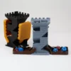 A castle-style dice tower with a brick pattern design and foldable flaps, perfect for rolling dice in RPG and tabletop games. A stylish and functional gaming accessory.