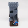 A castle-style dice tower with a brick pattern design and foldable flaps, perfect for rolling dice in RPG and tabletop games. A stylish and functional gaming accessory.