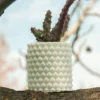 A pineapple-patterned cylinder planter, perfect for holding plants, pens, brushes, and more. A stylish and functional addition to your home or office decor.